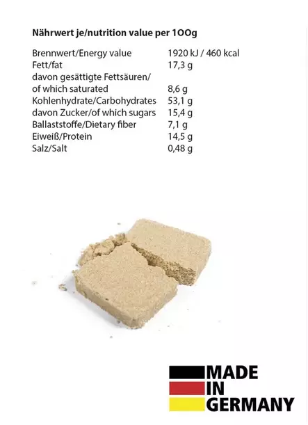 Hätämuona NRG-5, 500 g (yhdeksän palaa) - Maailmanlopun ateriasetit - 16530100 - 2