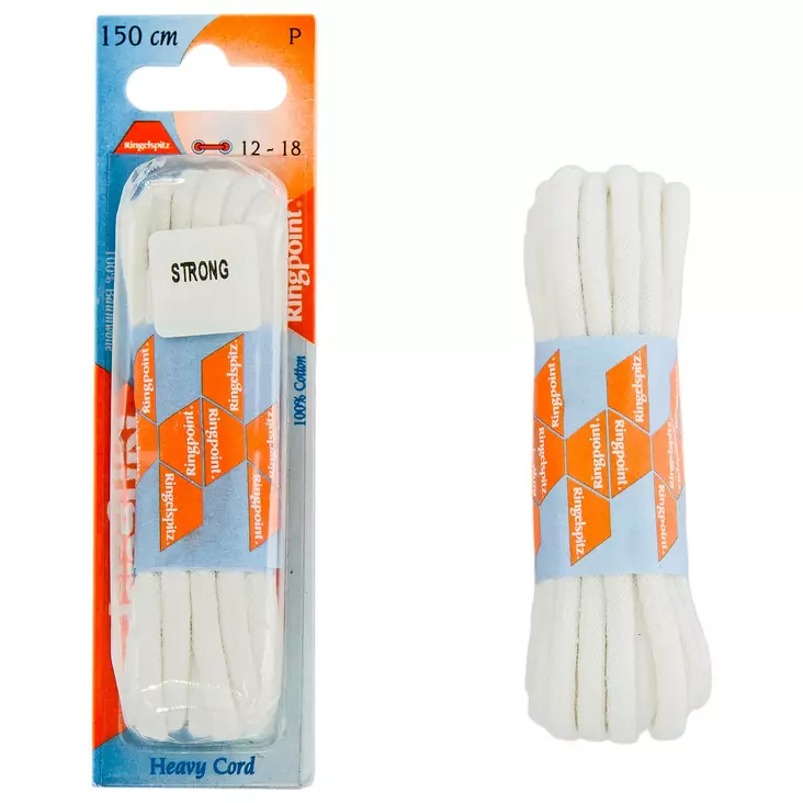 Kengännauhat 150 cm, pyöreä, valkoinen - Jalkinevarusteet - 04271 - 1