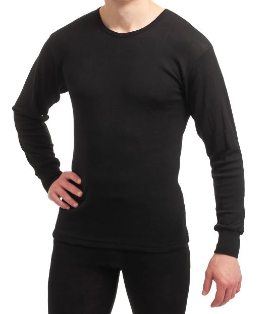 Merinovillasilkkinen pitkähihainen paita, musta - Aluspaidat - 01M010100S01 - 1