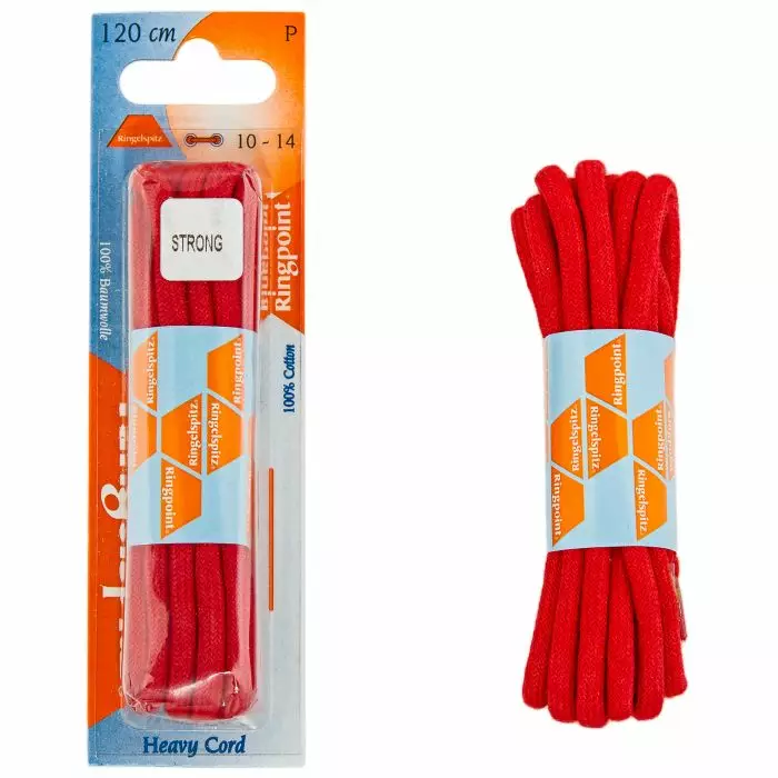 Kengännauhat 120 cm, pyöreä, punainen - Jalkinevarusteet - 03692 - 1