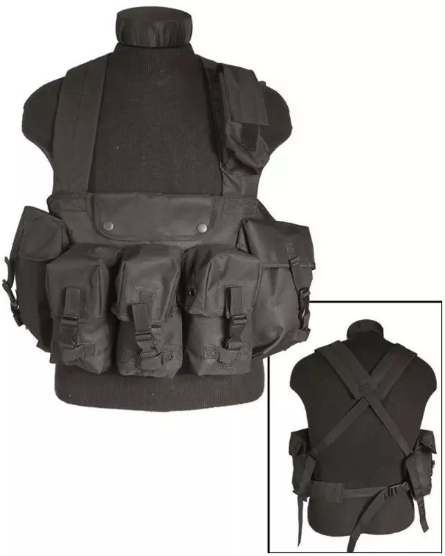 Chest Rig 6 taskulla, musta, Mil-Tec - Varusteliivit - 13530002 - 1